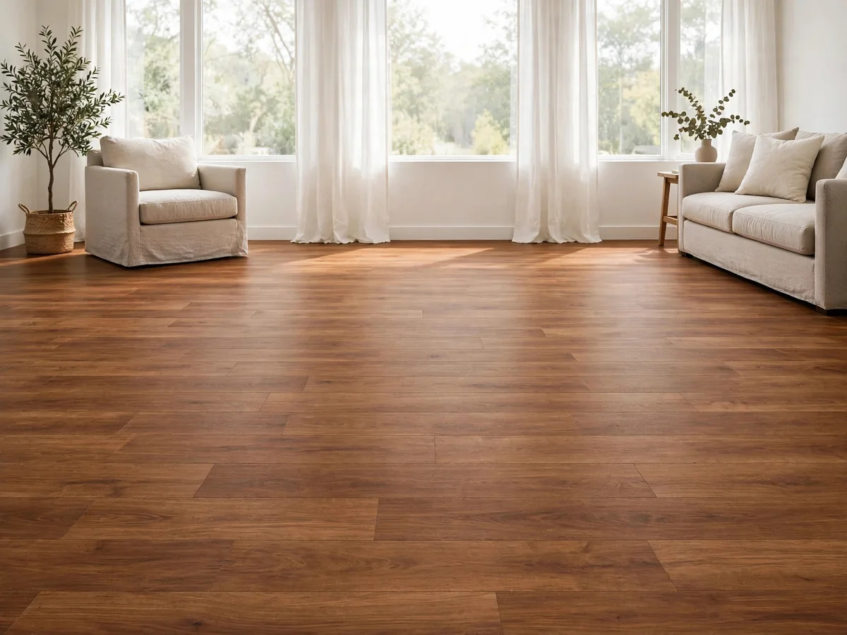Wood floor in a bright living room