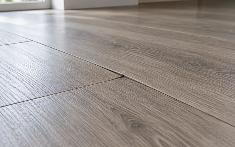 Wood-look vinyl planks with an open, slightly raised joint