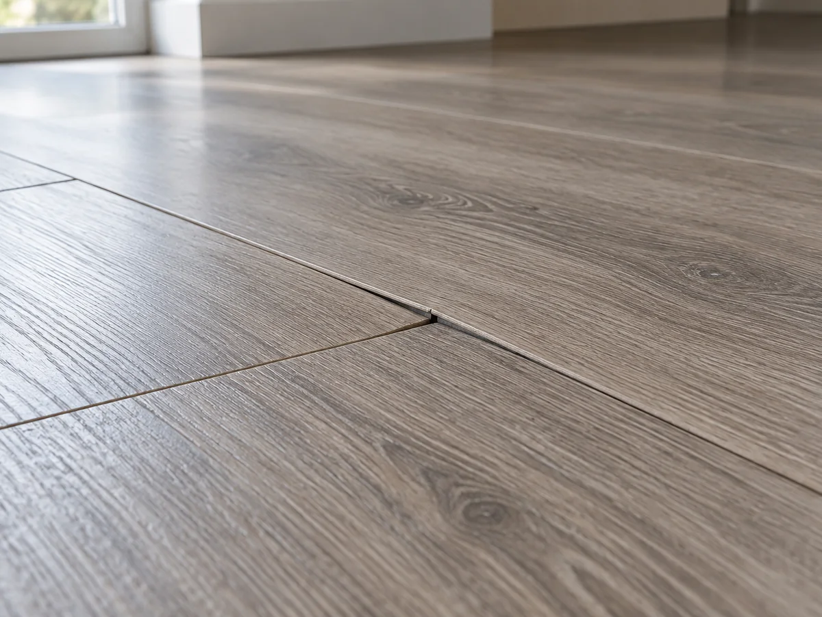 Wood-look vinyl planks with an open, slightly raised joint